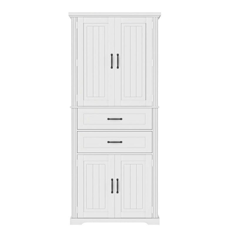 Storage Cabinet With Adjustable Shelves, 2 Drawers, Doors
