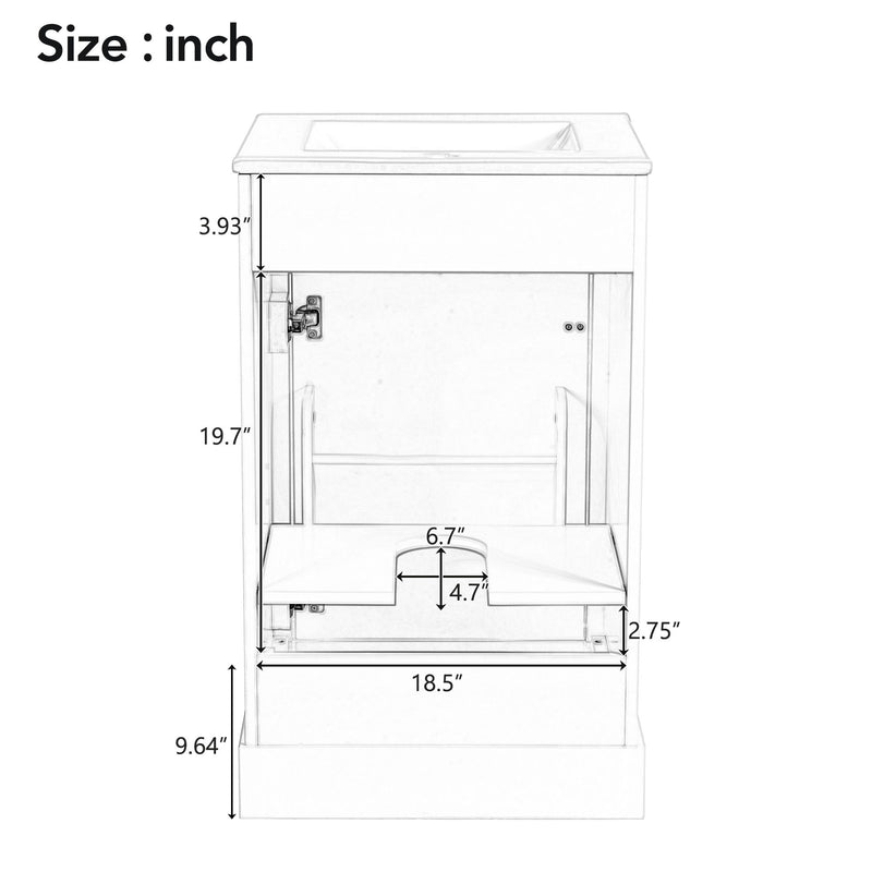 Elegant Bathroom Vanity With Ceramic Sink, Soft Close Door, Adjustable Shelf