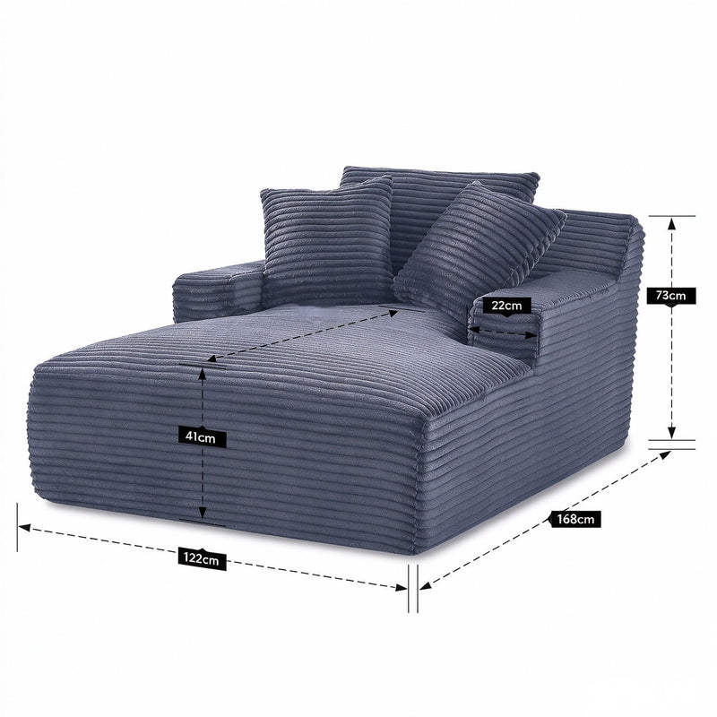 Cloudline - Oversized Chaise Lounge, Modern Comfy Couch With Full Foam Cushioning, Cozy Sleeper Sofabed