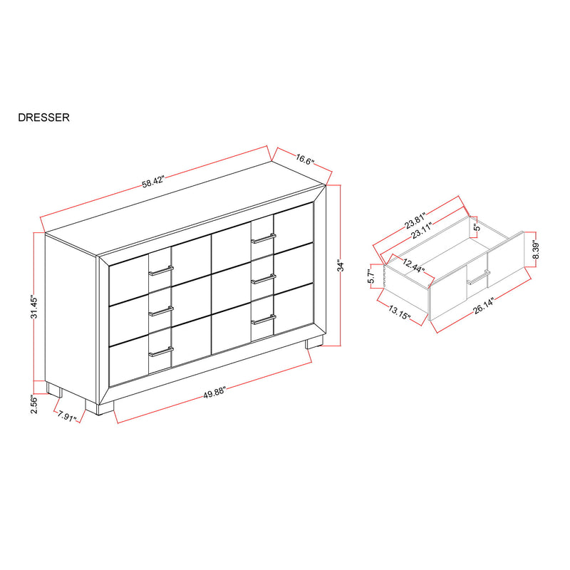 Prime - 5 Piece Bedroom Set With LED Headboard