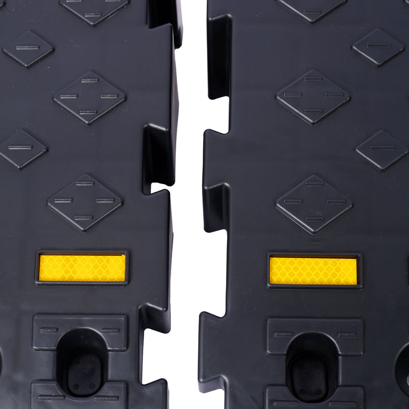 Heavy Duty Plastic 4" High Portable Automotive Curb Ramp For Cars & Wheelchairs Interlocking Design - Black