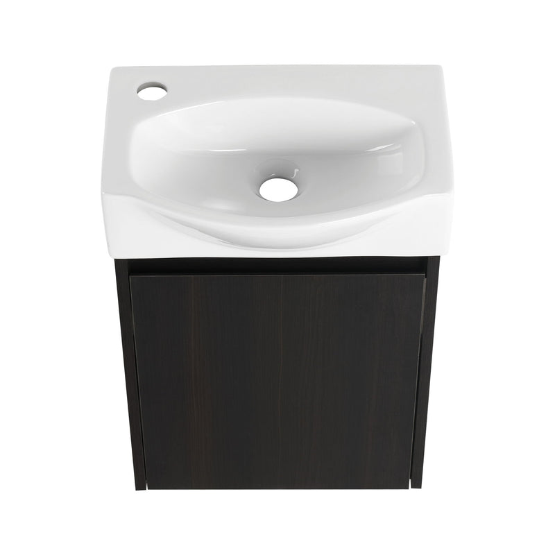 Modern Bathroom Vanity With Ceramic Basin, Wall Mounted Floating Sink Combo, Storage Cabinet