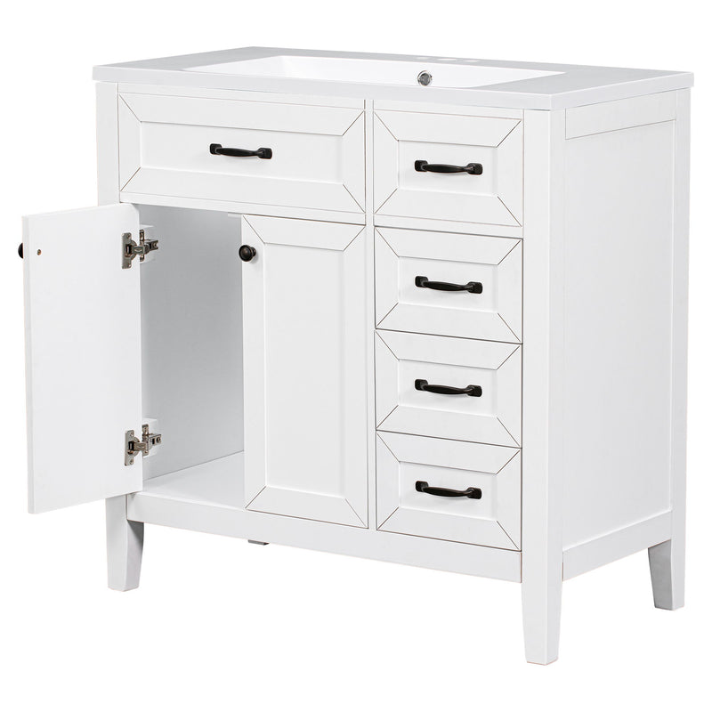 Modern Bathroom Vanity With Sink, Freestanding With Drawers And Doors