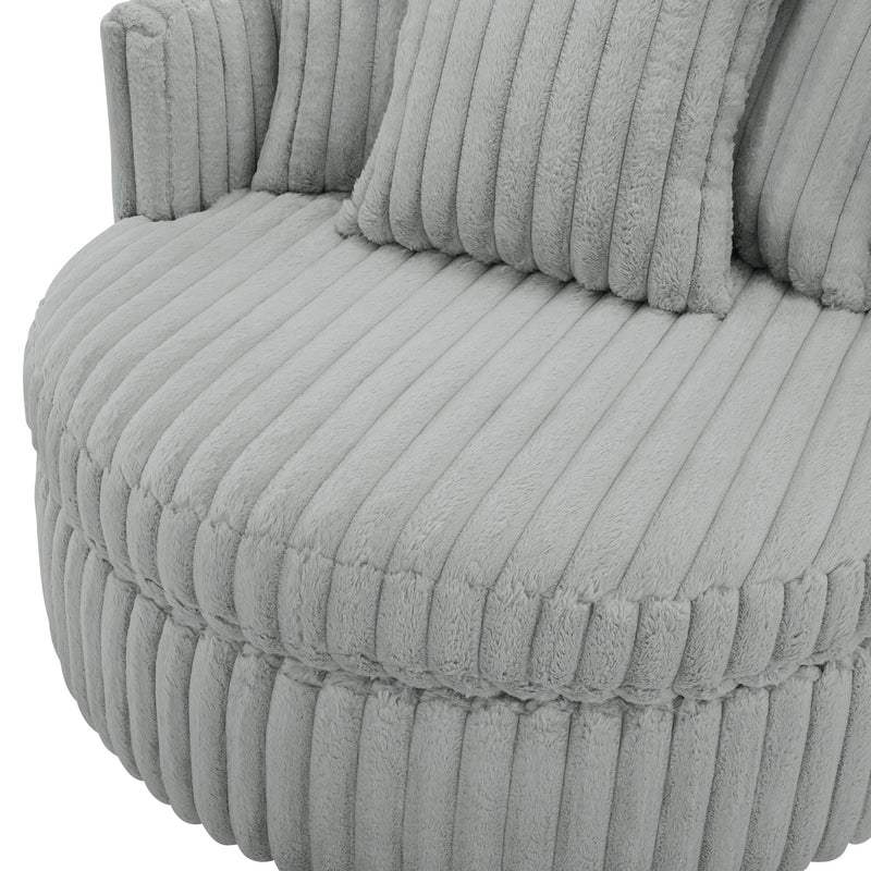 Mindy - Oversized Swivel Barrel Chair - Gray