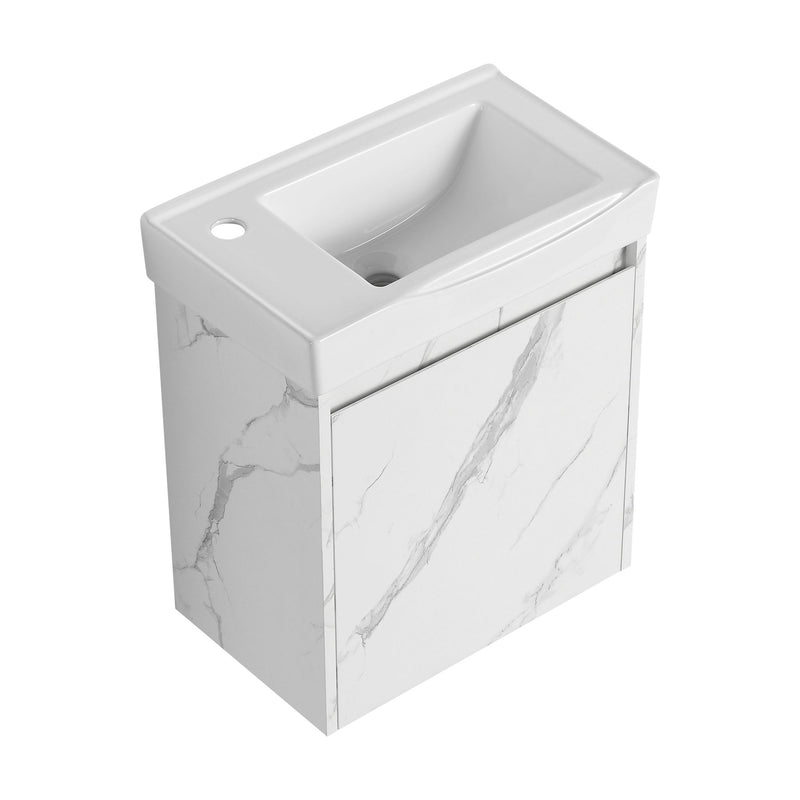 Modern Bathroom Vanity With Ceramic Basin, Wall Mounted Floating Sink Combo, Storage Cabinet