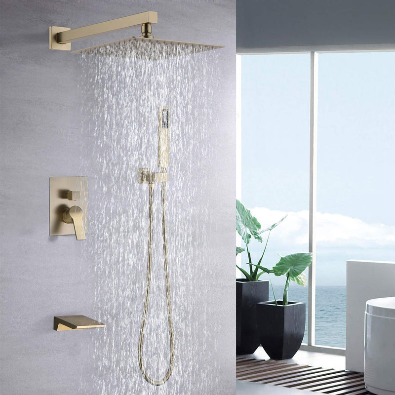Modern 10" Wall Mounted Rainfall Shower Head System