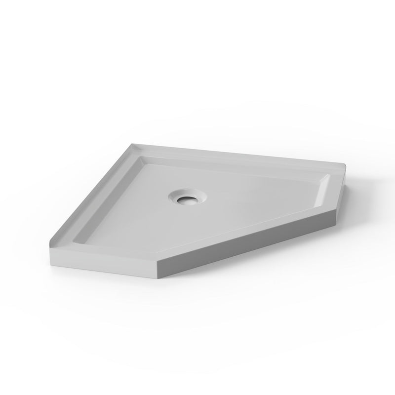 Neo Angle Corner Drain Shower Base - White