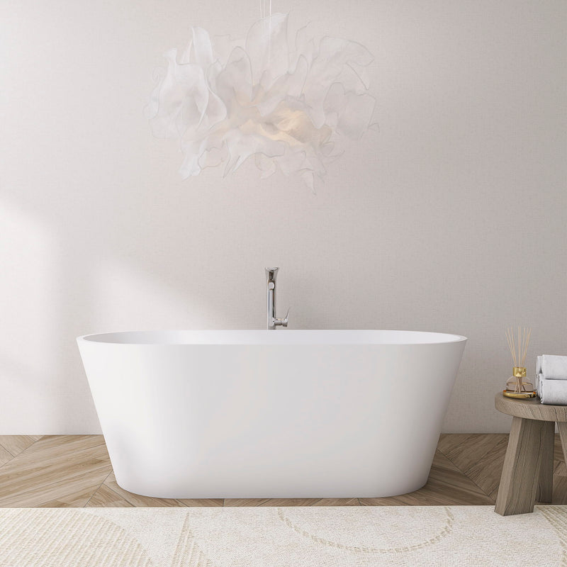 Solid Surface Freestanding Soaking Bathtub & Ergonomic Design