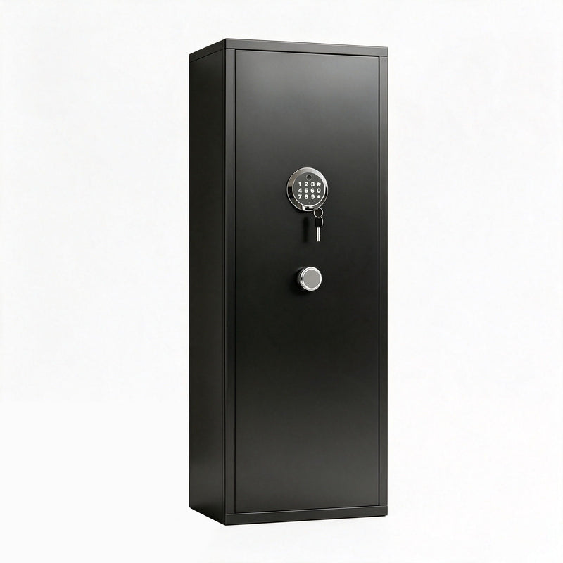 Rifle Safe, Biometric & Keypad Lock, Adjustable Gun Racks With Built In Alarm System