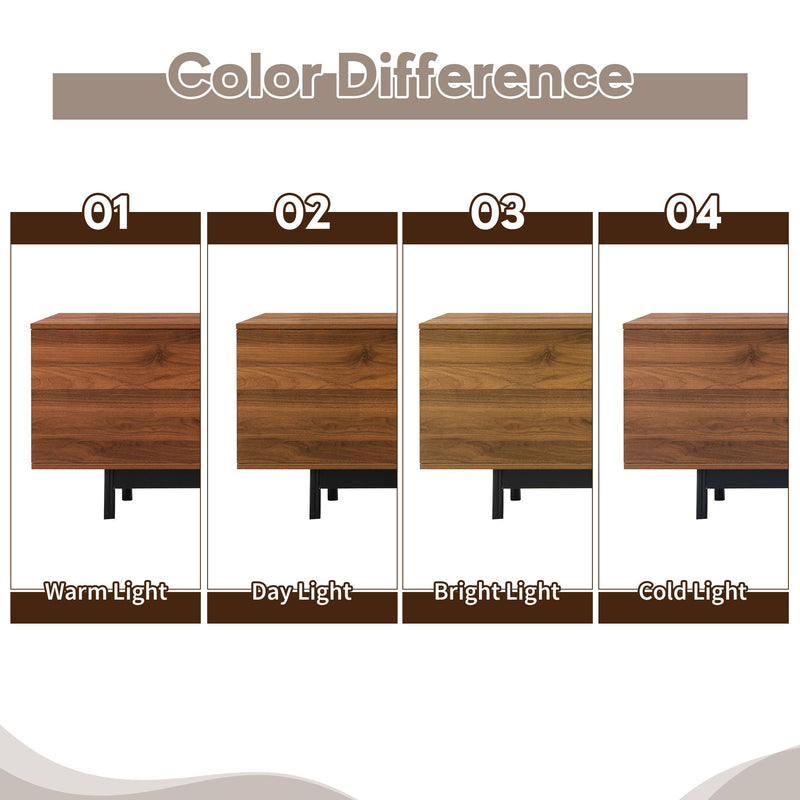 TV Stand, Media Console With 2 Drawers, Soft Closing Hinges, Adjustable Shelves, Slatted Design - Walnut