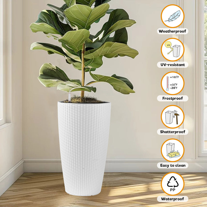 Tall Planters Set With Water Level Monitor And Auto Watering