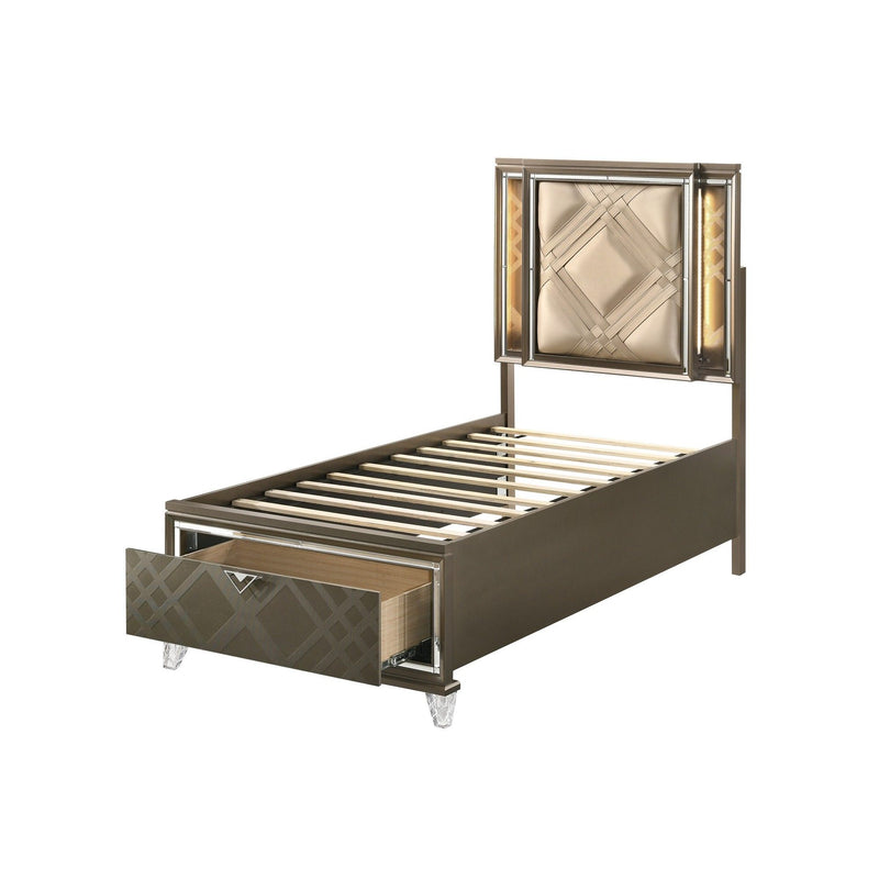 Skylar - Full Bed With LED & Storage - Champagne