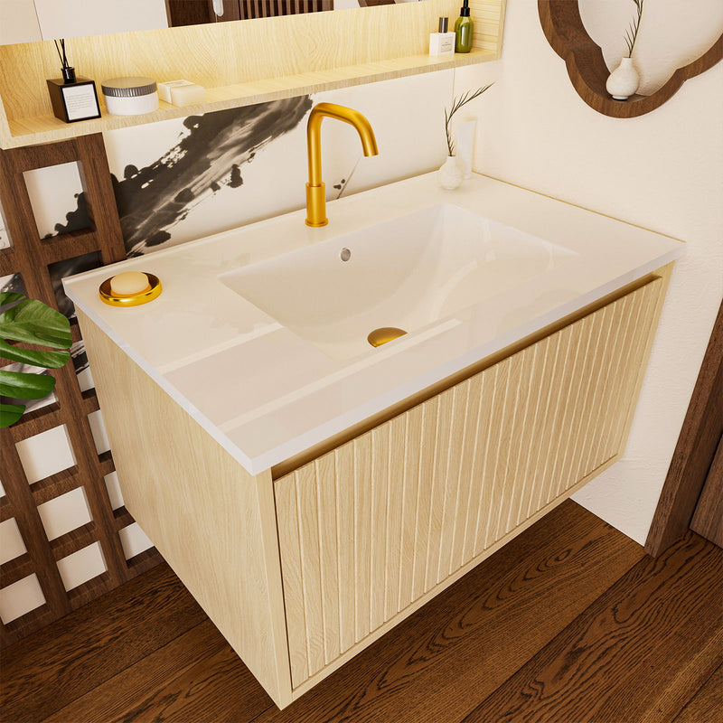 Wall Mounted Floating Bathroom Vanity With Sink And Drawers