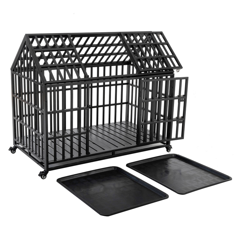Heavy Duty Dog Crate Lockable Wheels