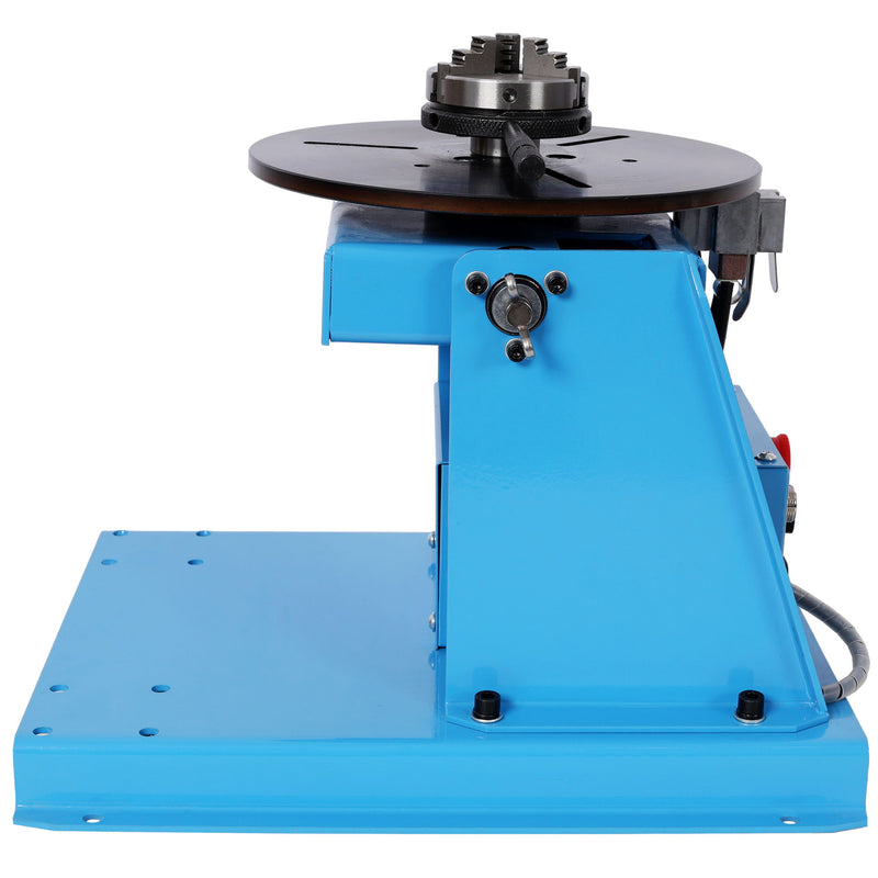 Portable Rotary Welding Positioner With 3 Jaw Lathe Chuck, 0 - 90° Turntable - Blue