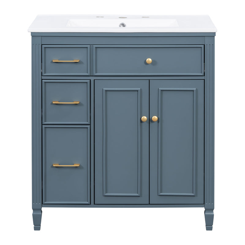 Freestanding Bathroom Vanity With Sink, Soft Close Door, Tip Out Drawer