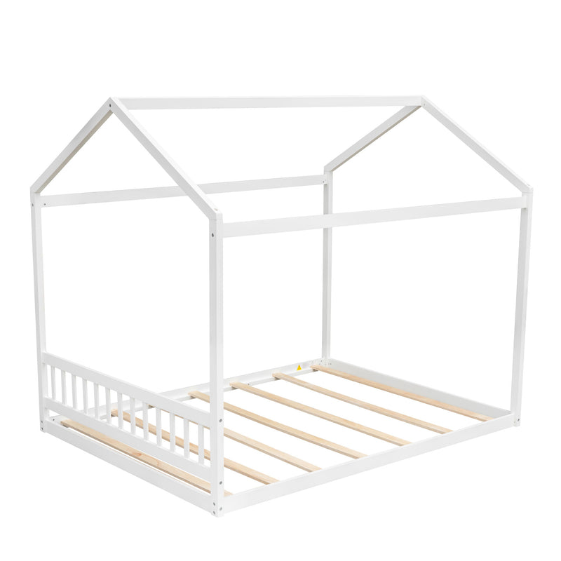 Wooden House Bed With Headboard
