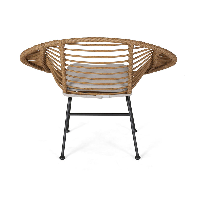 Cordella - Outdoor Woven Wicker Chairs With Cushions, (Set of 2)