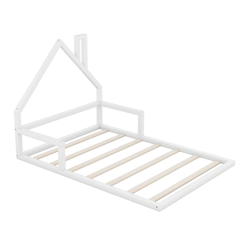 Elegant Floor Bed With House Shaped Headboard