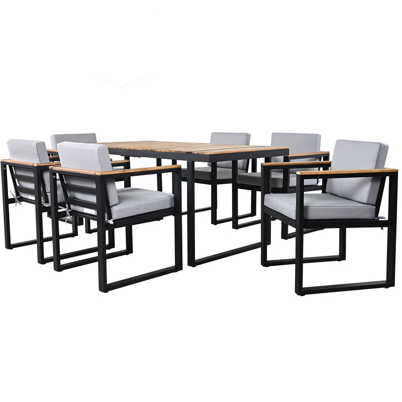7 Pieces Outdoor Dining Set Patio Dining Table And Chair Set With And Removable Cushions For Patio