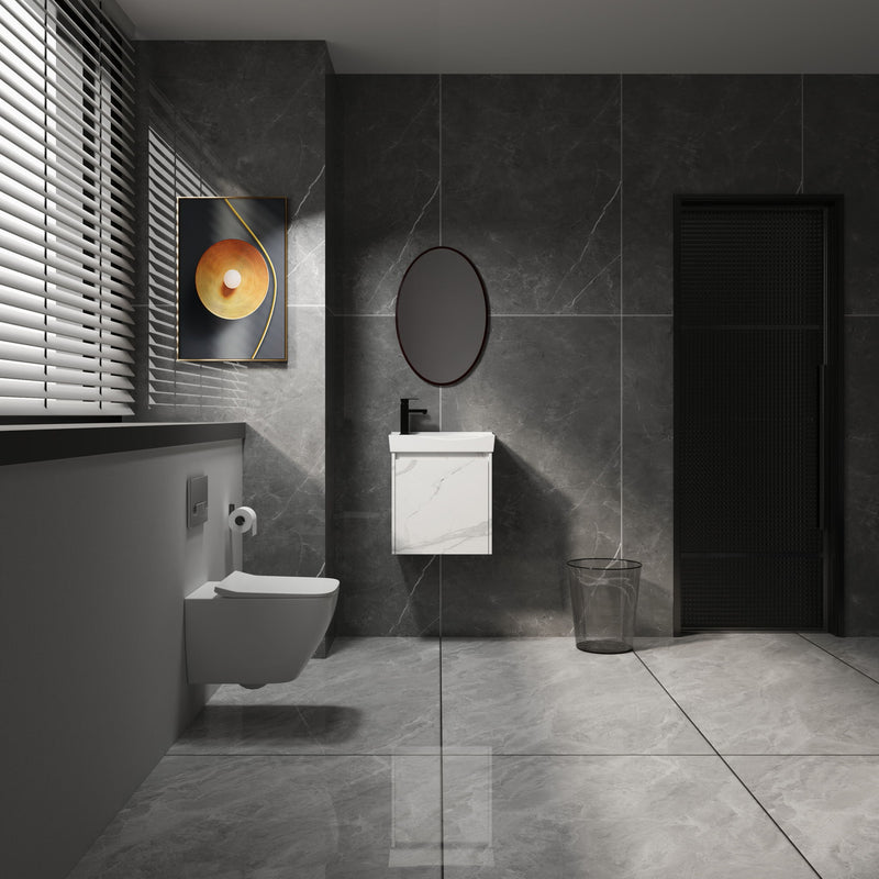 Modern Bathroom Vanity With Ceramic Basin, Wall Mounted Floating Sink Combo, Storage Cabinet