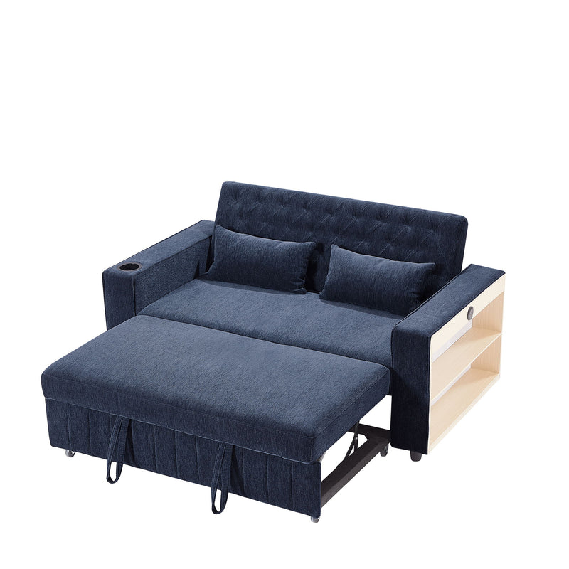 Pull-Out Sofa Bed Convertible Couch With Adjustable Backrest For Living Room
