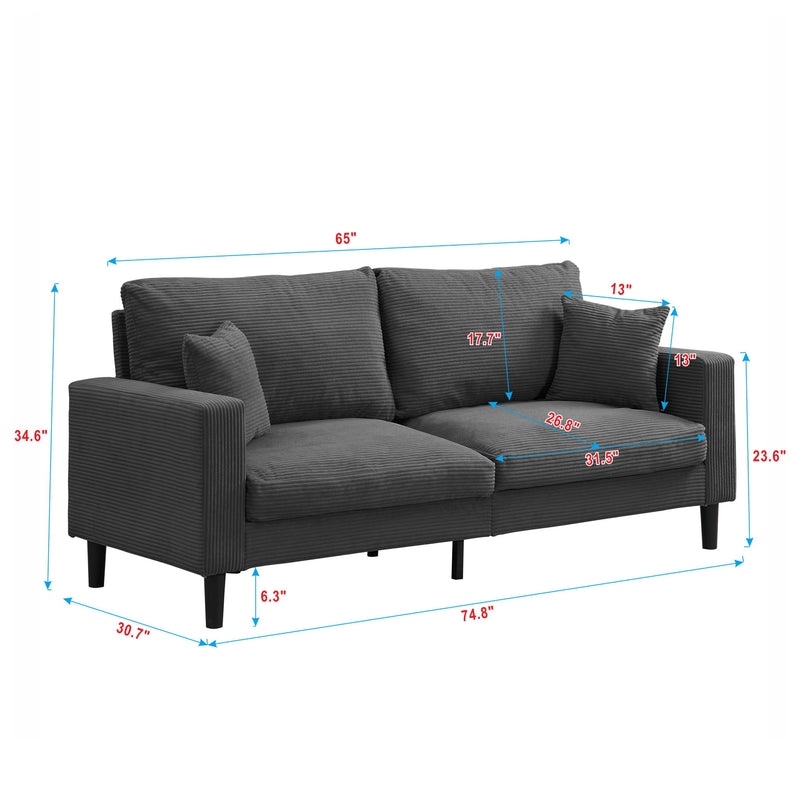 Modern Upholstered Resilience Three Seater Sofa