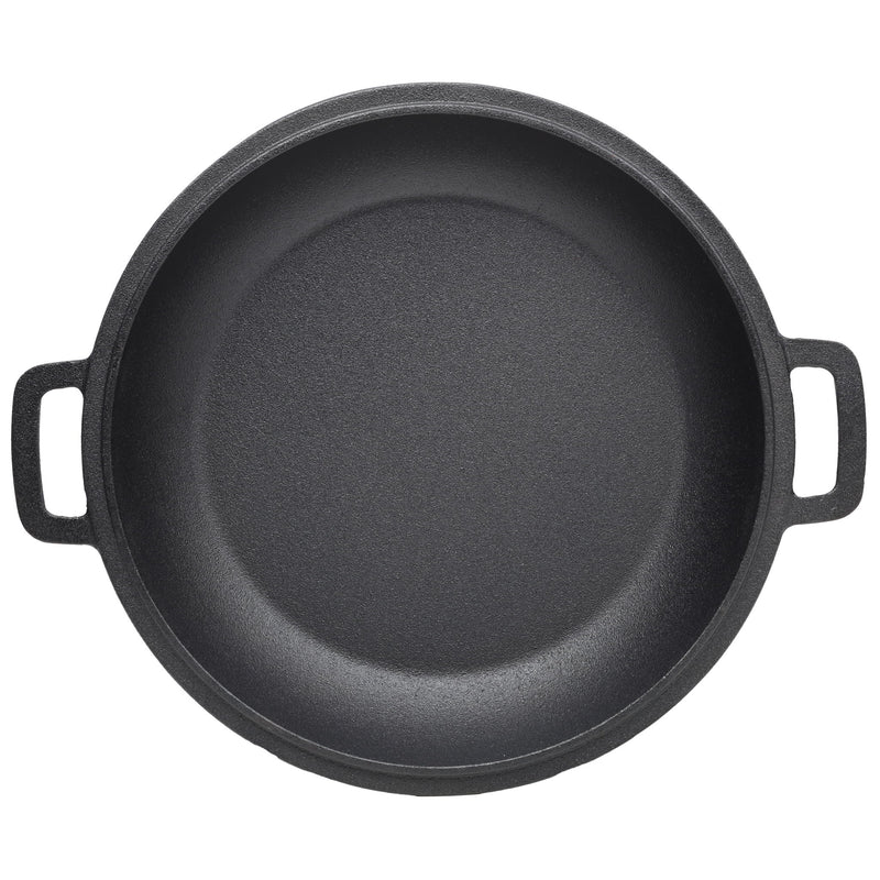 Pre-Seasoned Cast Dutch Oven 2 In 1 With Dual Handles And Covers, 5 Quart - Black