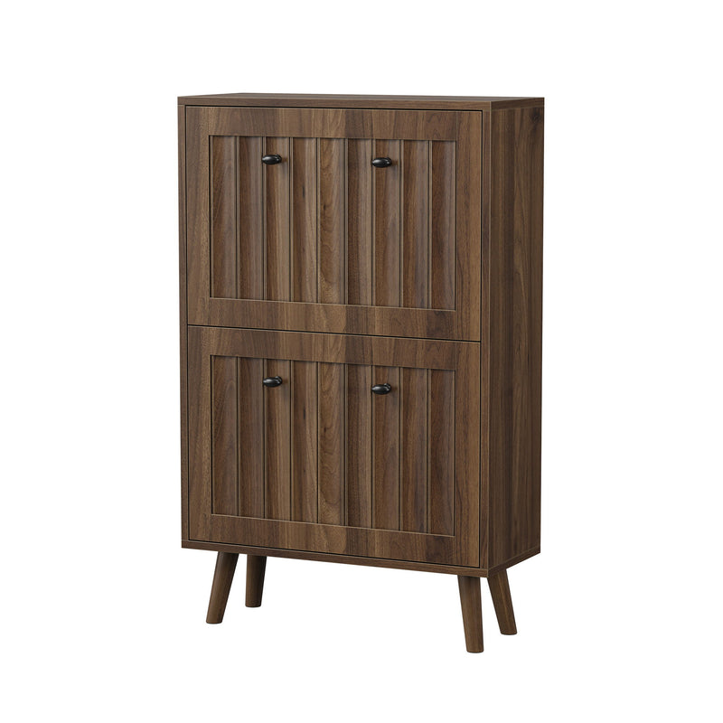 Shoe Cabinet, Upright Storage Unit - Walnut