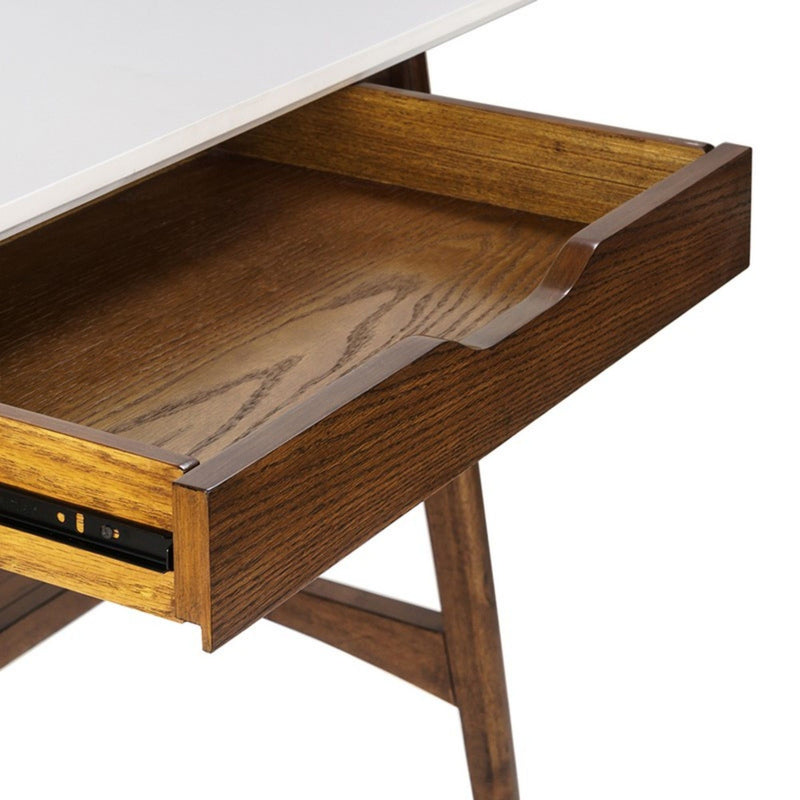 Parker - Desk With Storage Shelf - Off White / Pecan