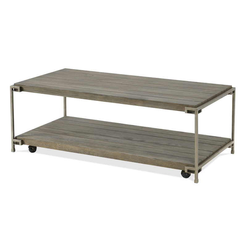 Corbeta - 3 Piece Metal Frame Wood Living Room Coffee Table And 2 Chairside Tables Set, Aged Graphite - Brown