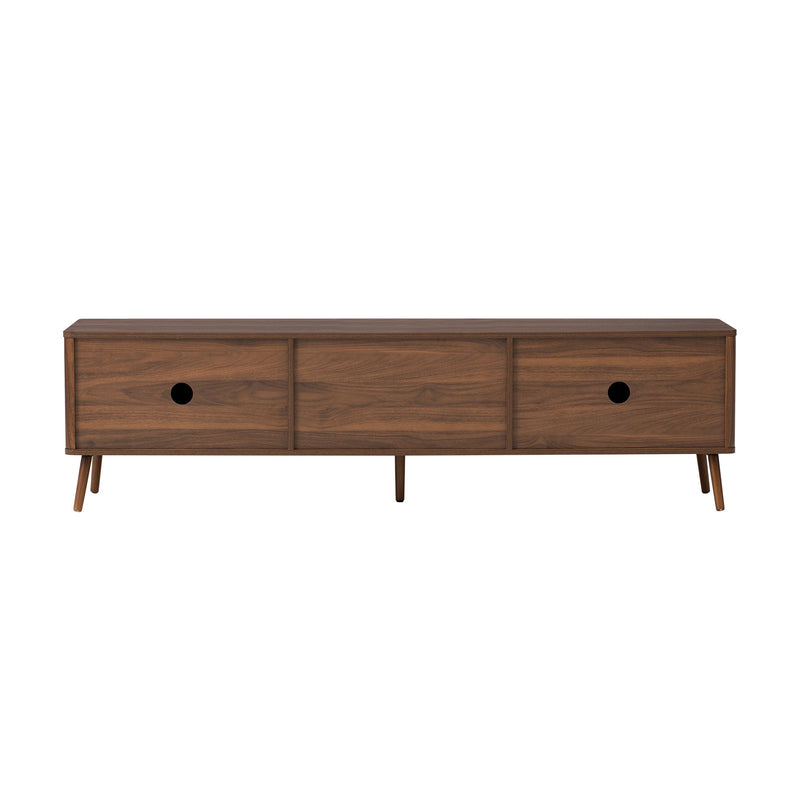 Fluted TV Stand With Storage Drawers And Cabinets For TVs Up To 80", Soft-Close Hinges, Cable Management - Walnut