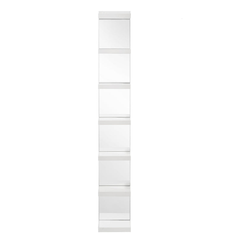 Glam Open Shelving Rack With Mirrored Back For Living Room - Cream / White