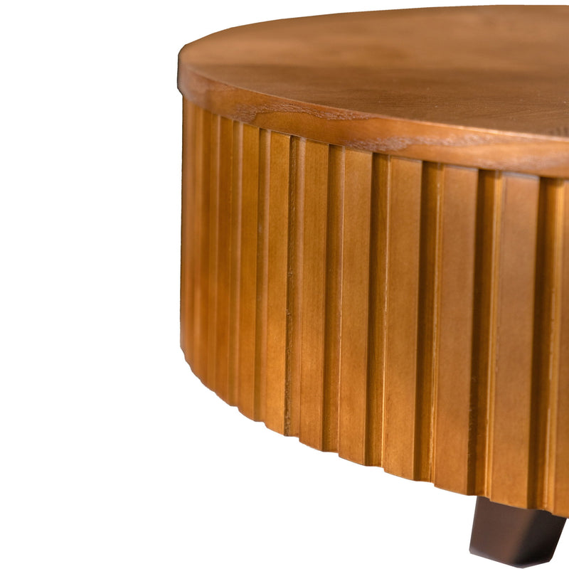 Round Retro Coffee With Solid Wood Legs