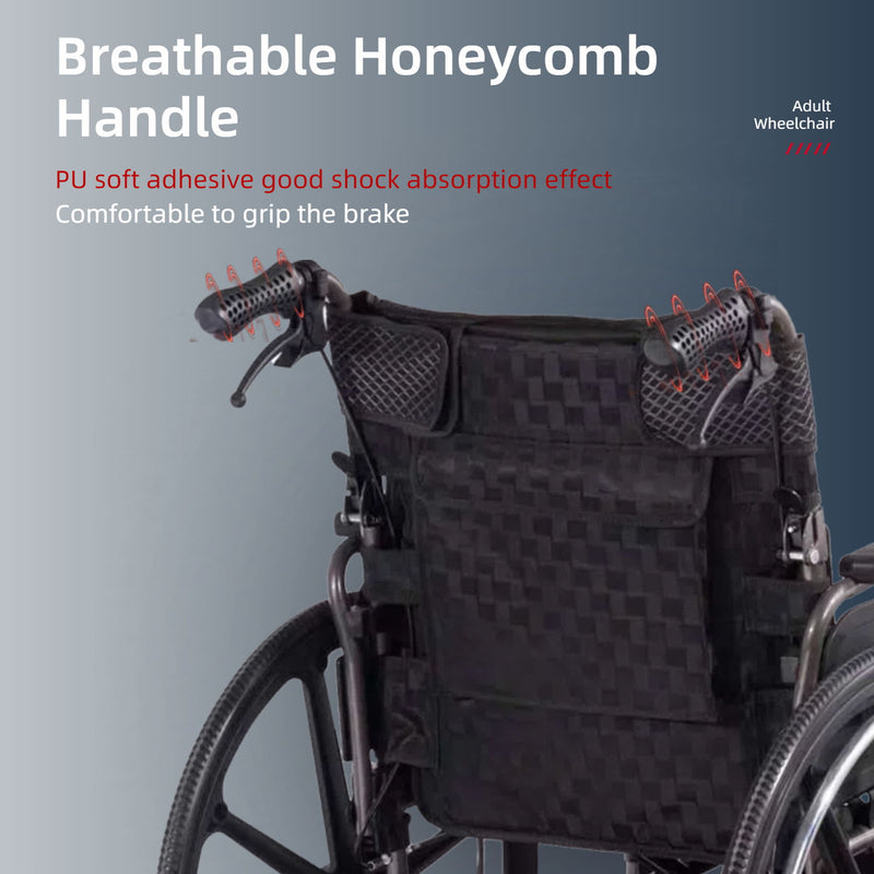 Lightweight Wheelchair Foldable For Adults, Manual Transport Chair With Double Brakes