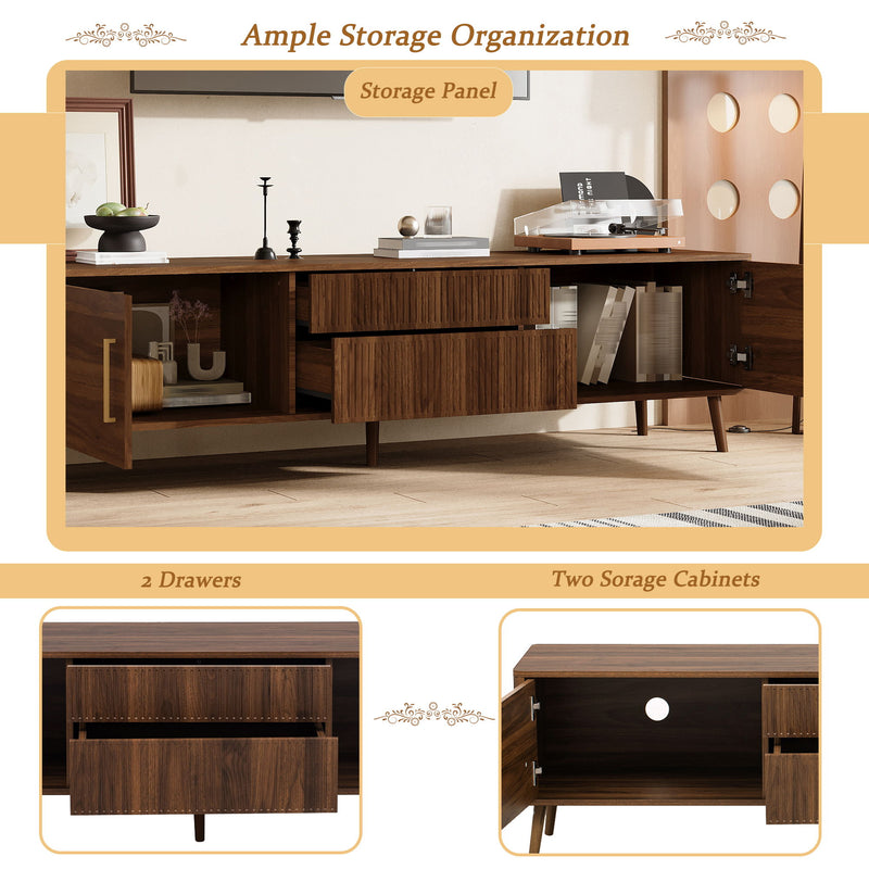 TV Stand With 2 Drawers, Media Console Table - Walnut