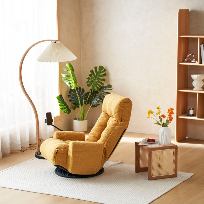 Adjustable Swivel Lounge Chair With 360 Degree Rotating Seat And Headrest Support