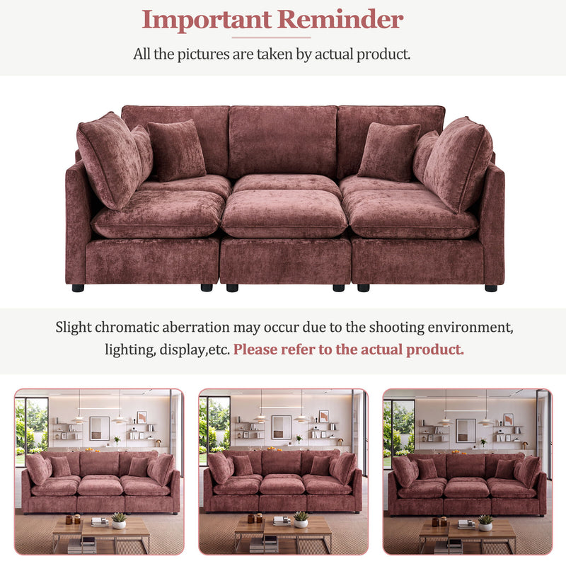 Modern Sectional Sofa U-Shaped With Movable Ottoman Storage Armrests And USB Ports