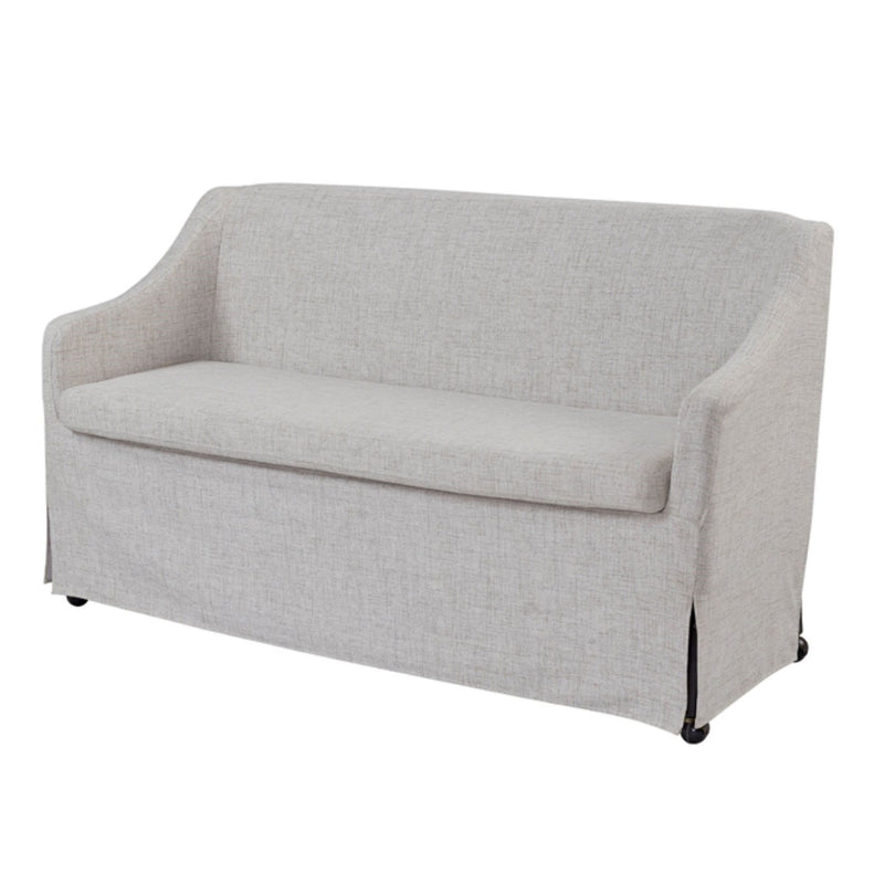 Slip Covered Settee With Casters - Beige