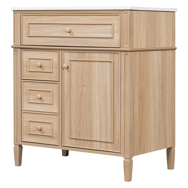 Bathroom Vanity With Sink, Flip Out Drawer, 2 Soft Close Drawers, 1 Soft Close Door - Wood