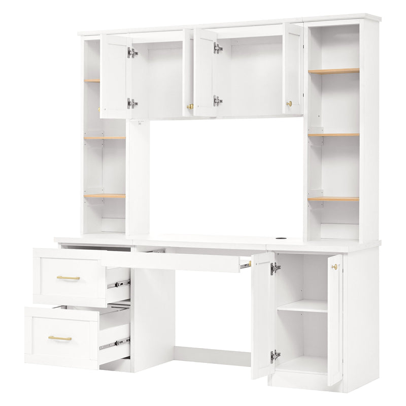 Computer Desk With Hutch, Workstation With Desk Grommet & Keyboard Tray