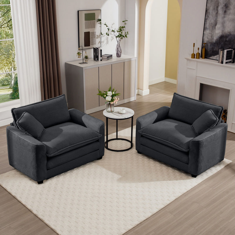 Modern Classic Fabric Single Chair Deep Seat Sofa With Pillow