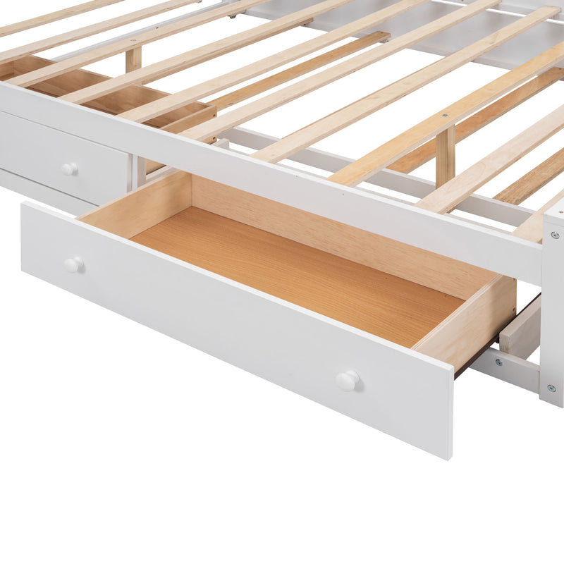 Bed With All In One Cabinet, Shelf And Sockets, Twin Long Trundle