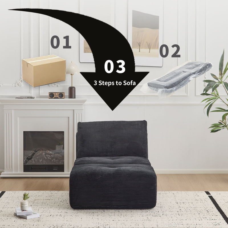Single Chaise Longue With Movable Ottoman For Living Room