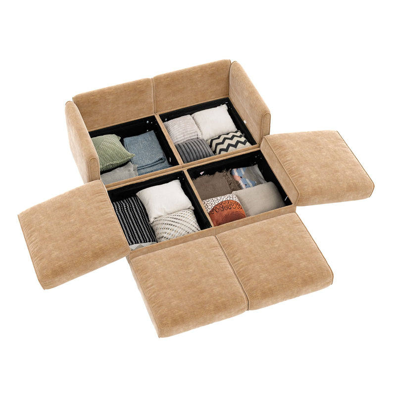 Contemporary Elegant Sofa With Storage And Ottoman
