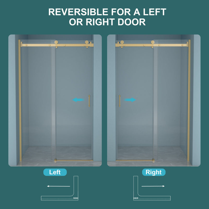 Modern Single Slide Shower Door, Tempered Glass, Stainless Steel Frame