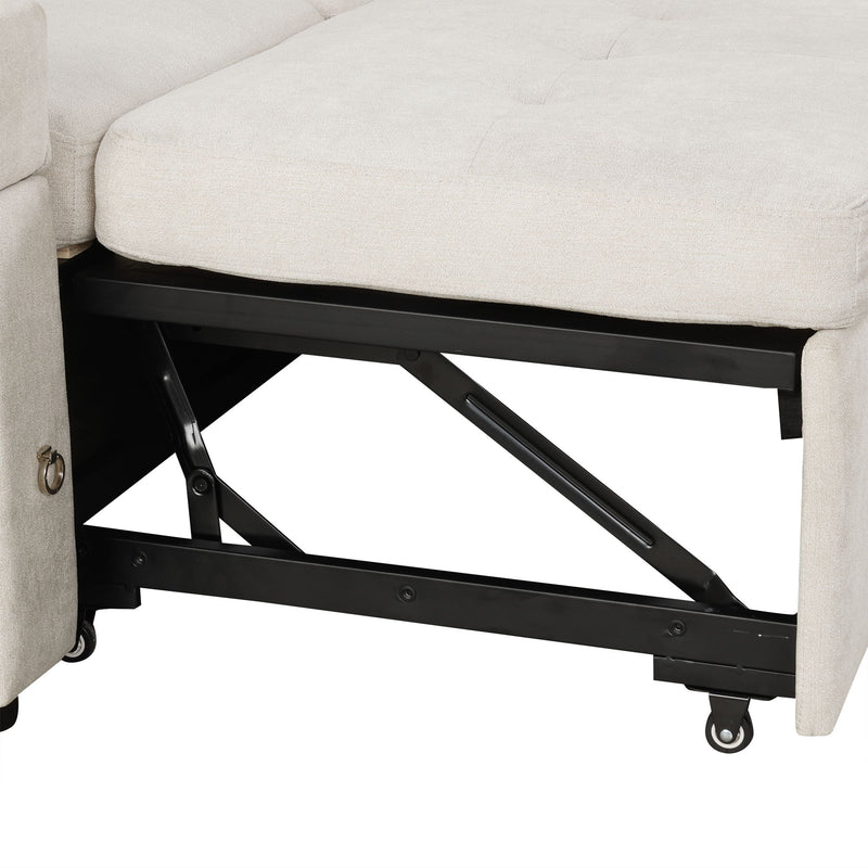 Convertible L Shaped Sofa Couch With Storage, Cup Holders, USB Ports