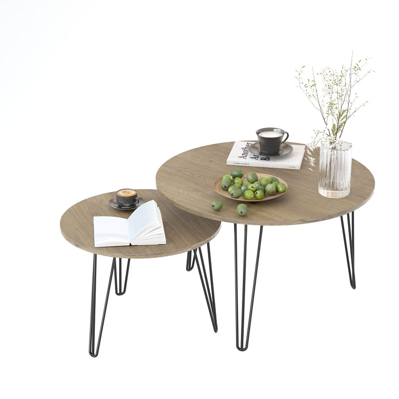 Round Nesting Coffee Table For Living Room (Set of 2)