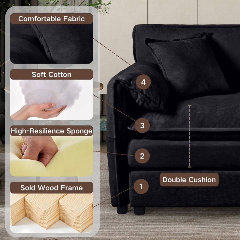 Modern Oversized Accent Chair, Comfy Single Sofa With Large Seat (Set of 2)