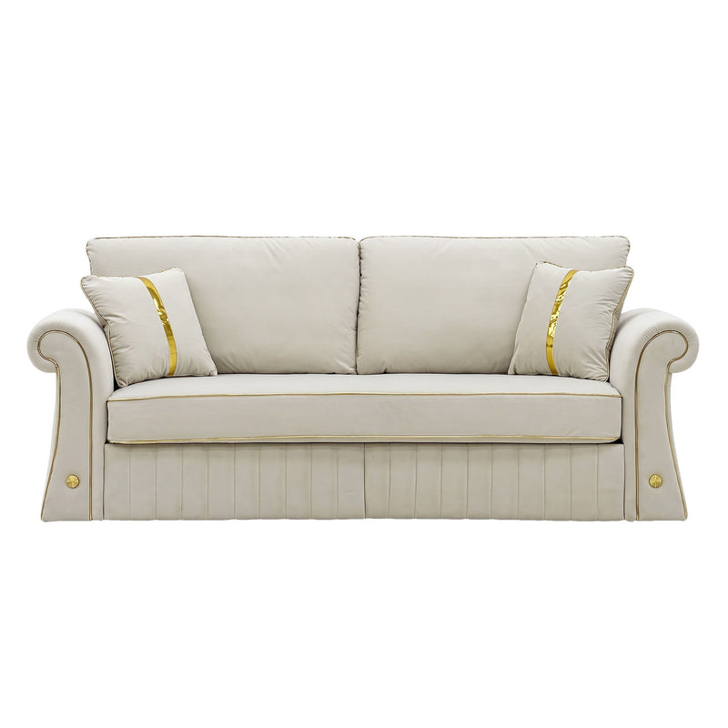 Sofa With Rolled Arms, 3 Seater Couch, Living Room Accent